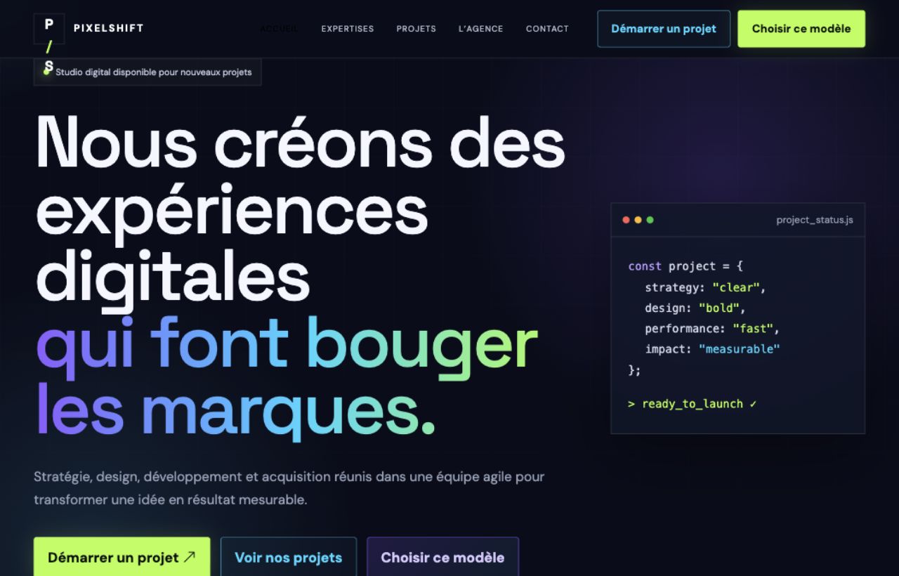 Aperçu du site Pixelshift